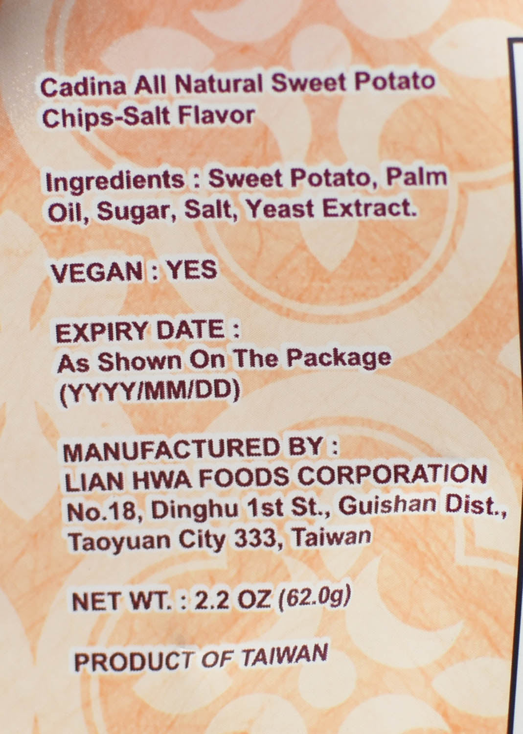 卡廸那 享自然地瓜片 Sweet Potato Chips (CADINA)